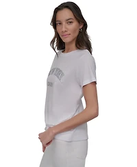 Dkny Jeans Women's New York Rhinestone Logo T-Shirt