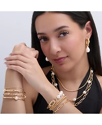 Bcbg Gold-Tone Link and Pearl Bracelet