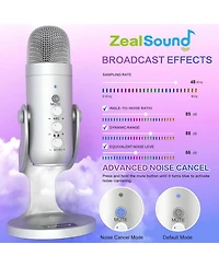 ZealSound Usb Microphone k66s Silver and Furry Windscreen d65k