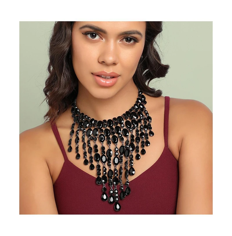 Sohi Maxi Crystal-Drop Statement Necklace