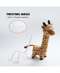 Nocciola Twistable Giraffe Stuffedless Dog Toy for Small Medium Breed, Christmas gift,Plush Chew Toy with Crinkle Paper and Soft Fabric