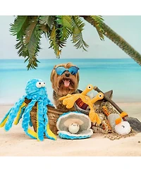 Nocciola 4 Pcs Sea Creatures Crinkle Squeaky Dog Toys,Christmas gift,Octopus Shark Crab Mussel Toys, Interactive Toys for Small, Medium & Large Dogs