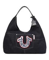 True Religion Retro Logo Denim Hobo Bag