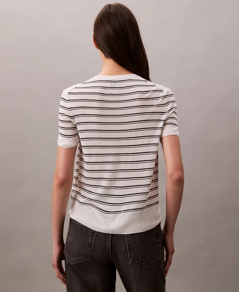Calvin Klein Women's Short-Sleeve Striped Sweater