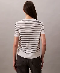 Calvin Klein Women's Short-Sleeve Striped Sweater