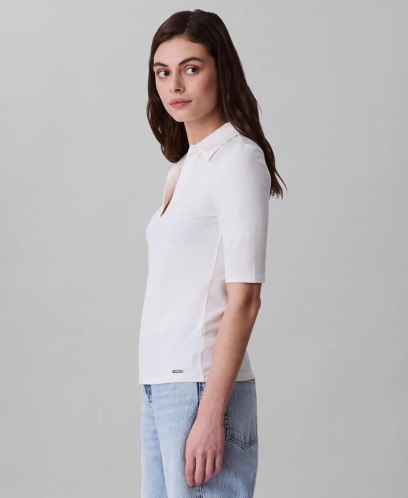 Calvin Klein Women's Crepe Jersey Polo Shirt