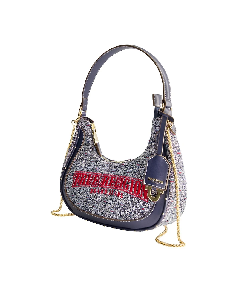 True Religion Striped Denim Small Hobo