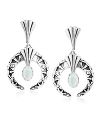 American West Jewelry Sterling Silver Mother of Pearl Fritz Casuse Oval Gemstone Naja Earrings
