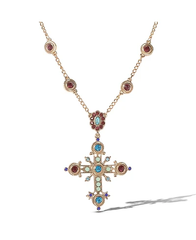Jessica Simpson Crystal Gold-Tone Cross Pendant Necklace