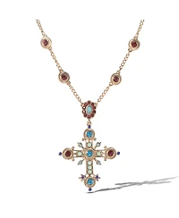Jessica Simpson Crystal Gold-Tone Cross Pendant Necklace
