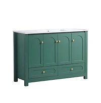 Casainc 48" Vanity Set With Ceramic Sink, 4 Soft-Close Doors & 2 Drawers, Spacious Bath Storage