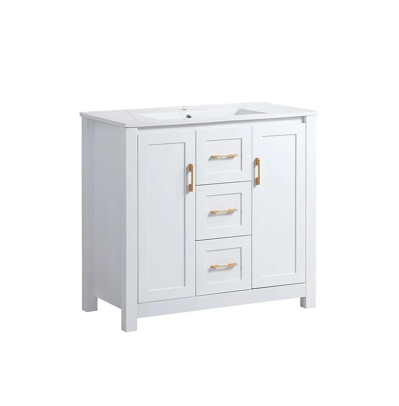 Casainc 36" Bathroom Vanity with Sink, 2 Soft-Close Doors & Drawers, Functional Storage Solution