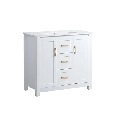 Casainc 36" Bathroom Vanity with Sink, 2 Soft-Close Doors & Drawers, Functional Storage Solution