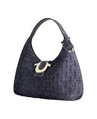 True Religion Quilted Horseshoe Large Denim Hobo