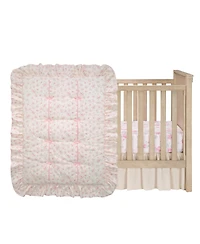 Lambs & Ivy Coquette Floral Pink Bows Aesthetic 3-Piece Baby Crib Bedding Set