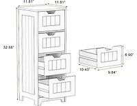 Casainc White Freestanding Storage Cabinet with 4 Drawers, Ideal for Bathroom, Kitchen & Living Room Organization