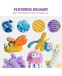 Nocciola 5 Pcs Easter Pastel Colors Fuzzy Plush Toys, Colorful Summer Toy, Squeaky Crinkle Cute Dog Toys, Durable Stuffed Toys for All Breeds