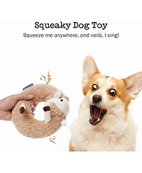Fuzzwoof Alpaca Squeaky Plush Circle Dog Toy, Ultra-soft Fur with Built-in Ring Squeaker, Interactive Pet Toy for All Breeds Sizes.