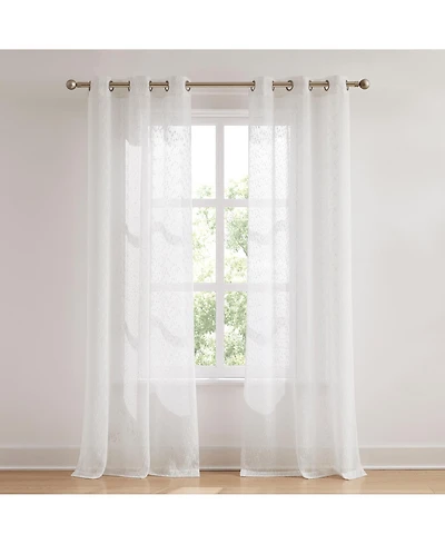 Lush Decor Aileen Textured Raindrop Sheer Window Curtain Panels White Pair 38x84