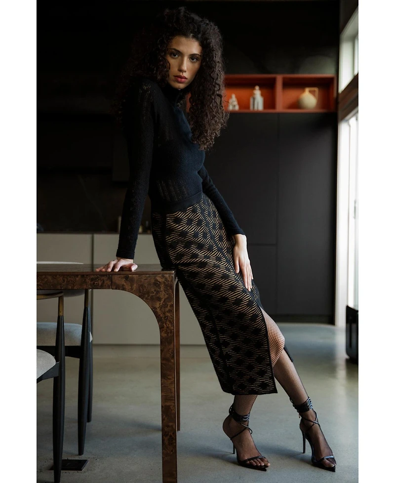 Sskein Women's Geometric Jacquard Knit Pencil skirt