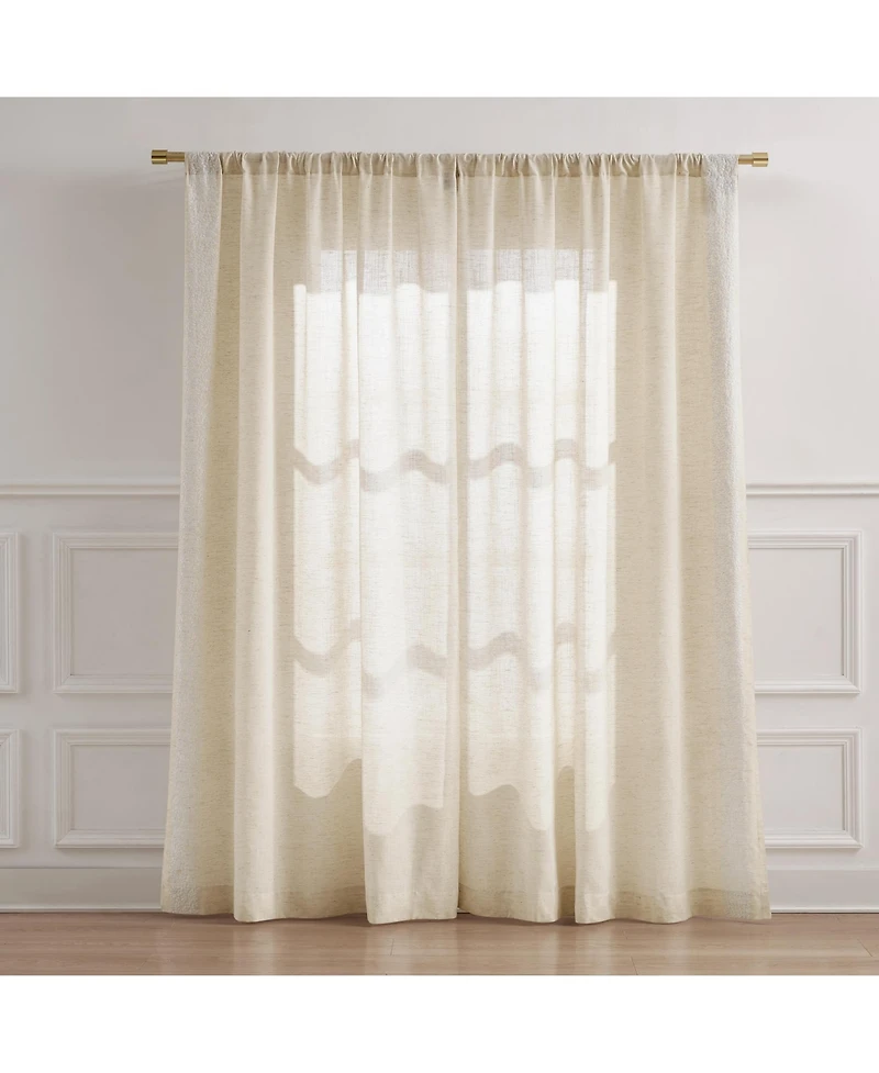 Lush Decor Emily Leaves Embroidered Window Curtain Panels Neutral Pair 52x84