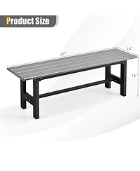 Gymax Outdoor Hdpe Bench w/ Metal Frame 47'' x 14'' x 16'' for Yard Garden