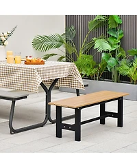 Gymax Outdoor Hdpe Bench w/ Metal Frame 47'' x 14'' 16'' for Yard Garden