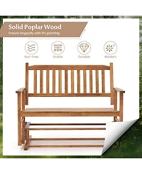 Gymax Patio Glider Loveseat Chair Swing Rocking Bench w/ Curved Backrest & Slatted Seat