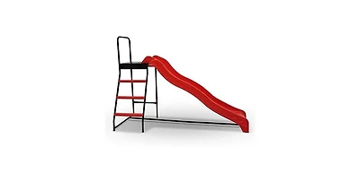 Plexalife Trampoline Step N Slide|Kids Outdoor Step Ladder and Wave Slide Set Fits Standard Round or Rectangle Trampolines with Net or Without - Red