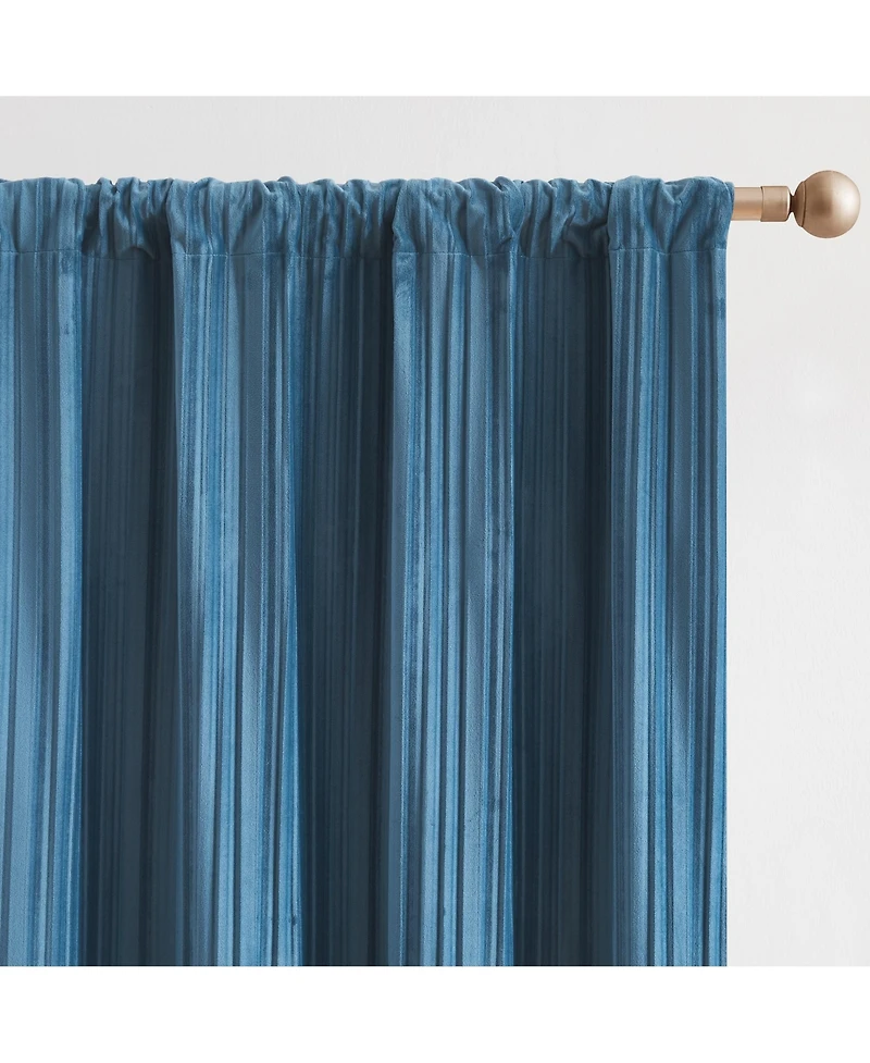 Glam Pleated Velvet Light Filtering Window Curtain Panels Pair 38x84