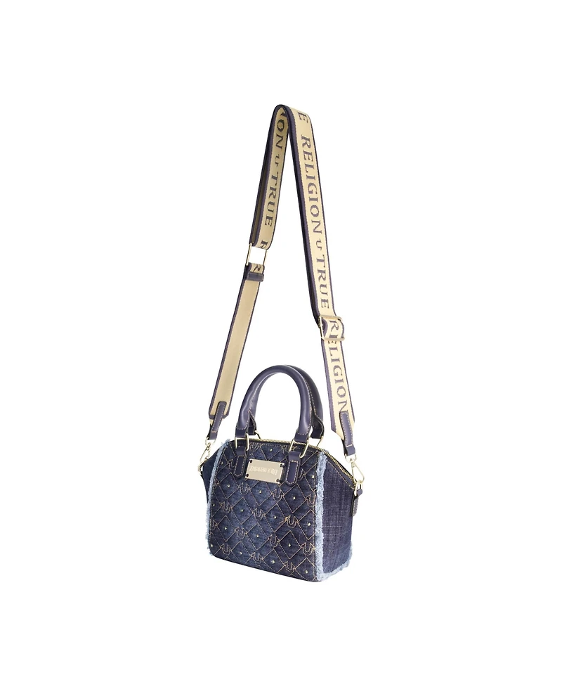 True Religion Frayed Denim Mini Satchel