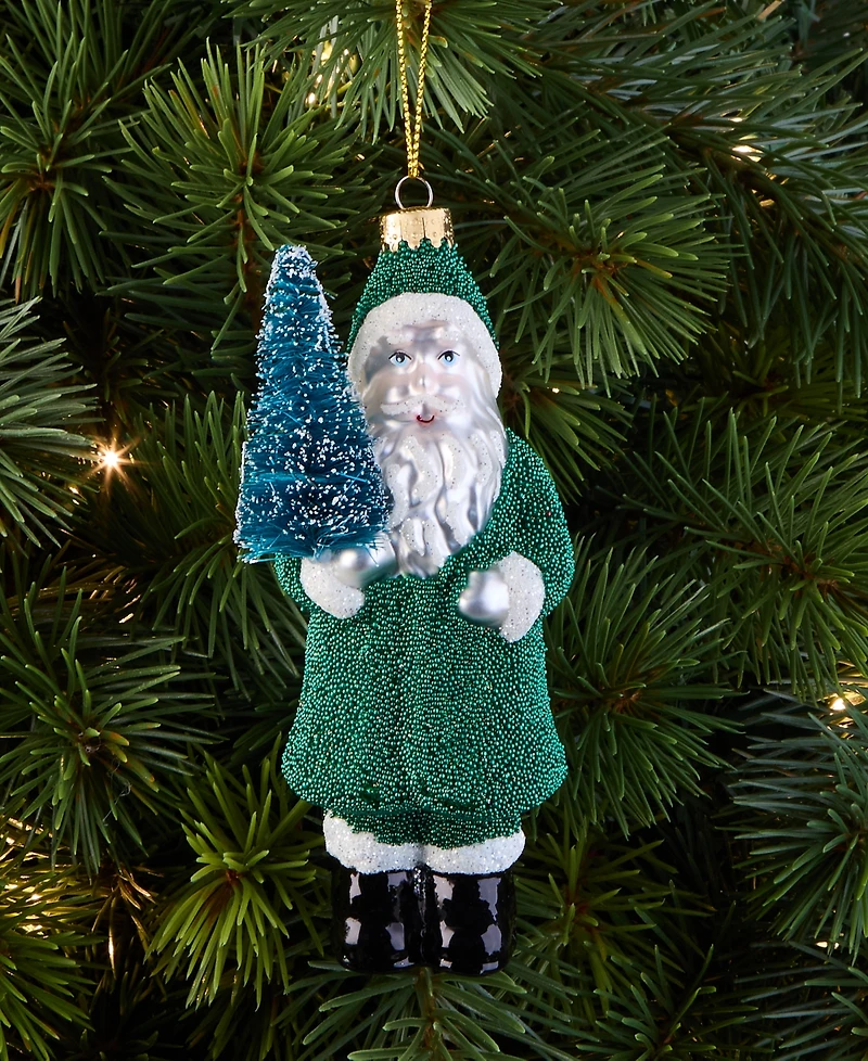 Holiday Lane Enchanted Emerald Green Santa Ornament, Macy's Exclusive