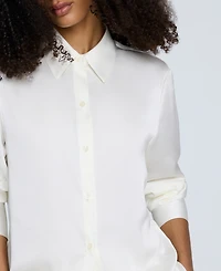 Kenneth Cole Women's Button-Front Satin Shirt