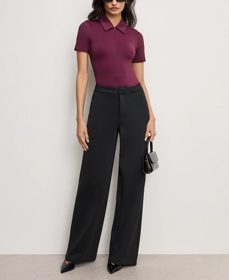 Good American Women's Weightless Scuba Collared Zip-Up Bodysuit