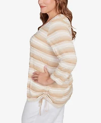 Ruby Rd. Plus Textured Stripe Drawstring Top