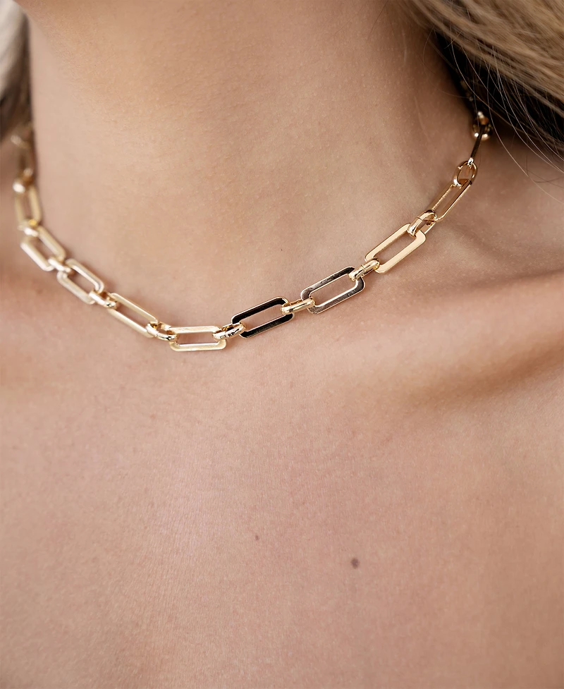 Ettika Golden Flat Rectangle Chain Necklace
