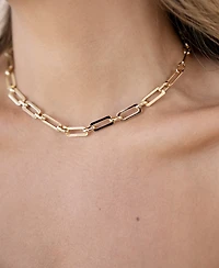 Ettika Golden Flat Rectangle Chain Necklace