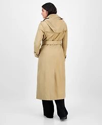London Fog Women's Hooded Belted Maxi Trench Coat