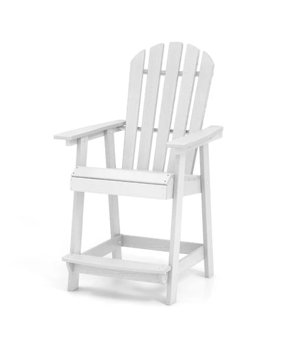 Gymax Tall Bar Stool Hdpe Chair w/ Armrest Footrest Home Indoor Outdoor Patio