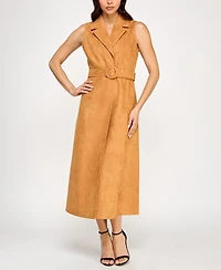 Planet Gold Juniors' Faux-Suede Sleeveless Jacket Dress