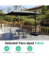 10 Ft Cantilever Patio Umbrella with 360° Rotation & Tilt Adjustment, Square Outdoor Offset Umbrella with Aluminum Pole
