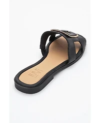 Millie Leather Buckle Slide (Women)