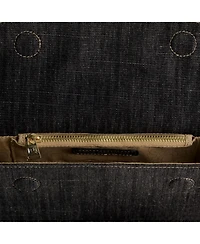 True Religion Frayed Denim Flap Bag with Logo Strap