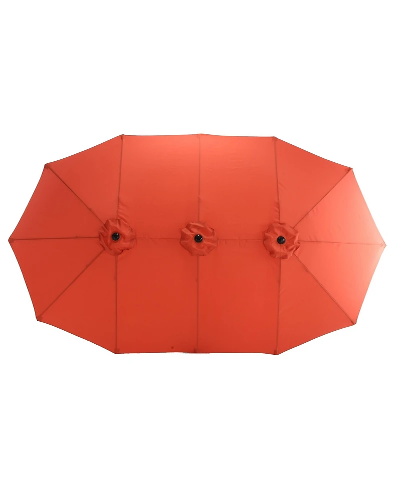 Flynama 14.8 Ft Double Sided Outdoor Umbrella Rectangular Large with Crank ( Orange )