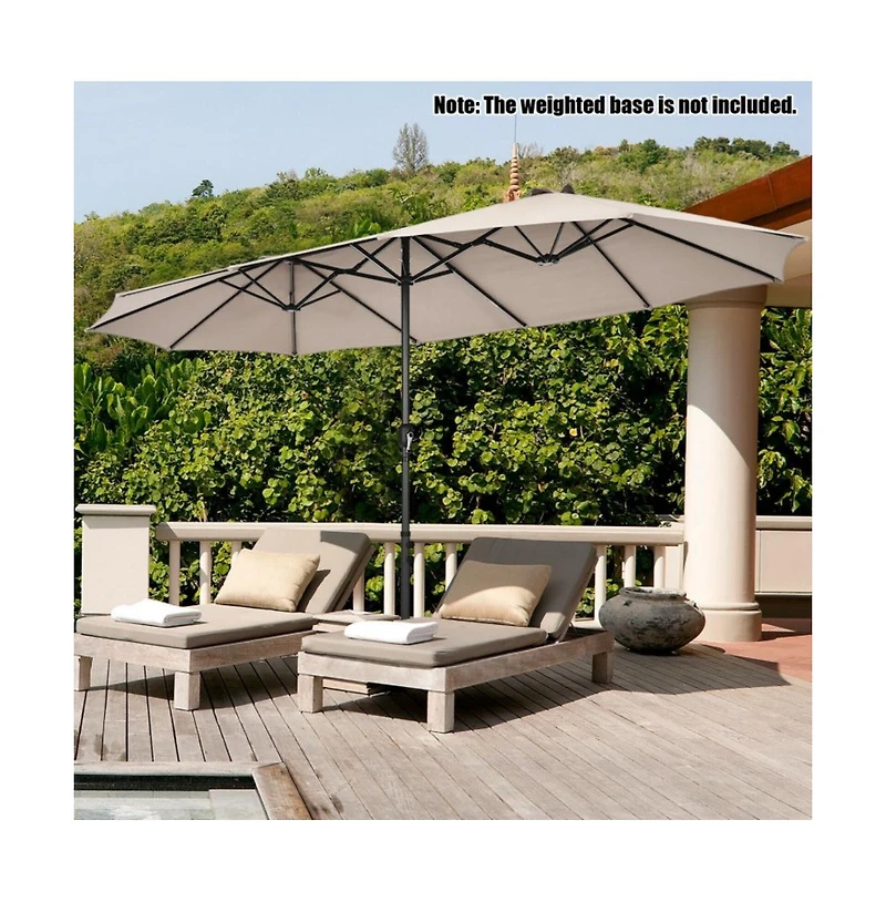 15 Feet Patio Double-Sided Umbrella with Hand-Crank System