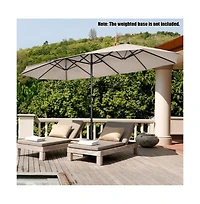 15 Feet Patio Double-Sided Umbrella with Hand-Crank System