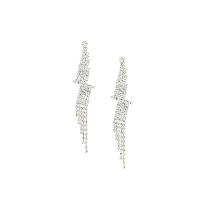 Sohi Women's Silver Bling Drop Earrings