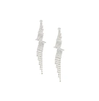 Sohi Women's Silver Bling Drop Earrings