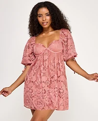 Seni & Cade Juniors' Short-Sleeve Lace Dress