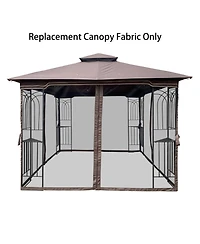 Flynama 10x10 Ft Patio Double Roof Gazebo Replacement Canopy Top Fabric,Brown